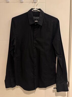 GUESS Men's Black Button-Up Dress Shirt